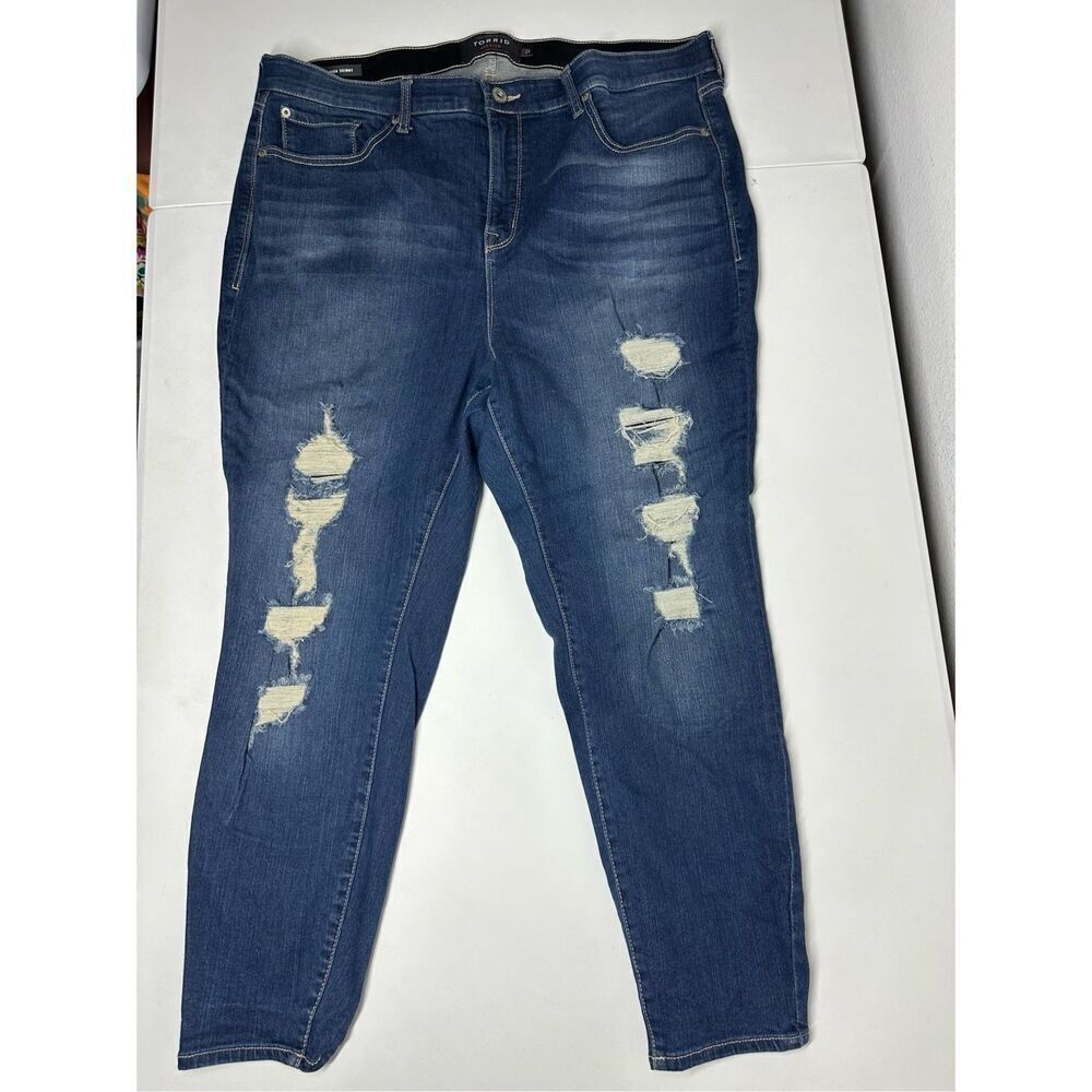 Torrid Women’s Sky High Skinny Distressed Jeans Size 22S Blue